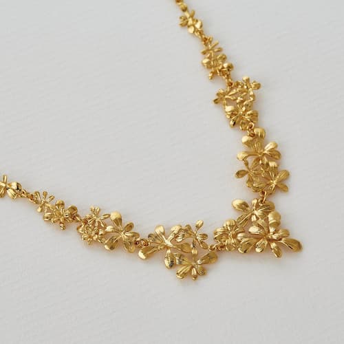 Rosette Flourish Collar Necklace silver 22ct fairmined gold plate