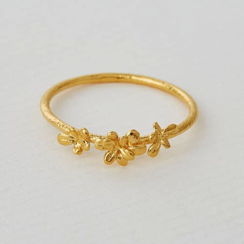 Tiny Sprouting Rosette Ring 22ct Fairminded Gold Plate