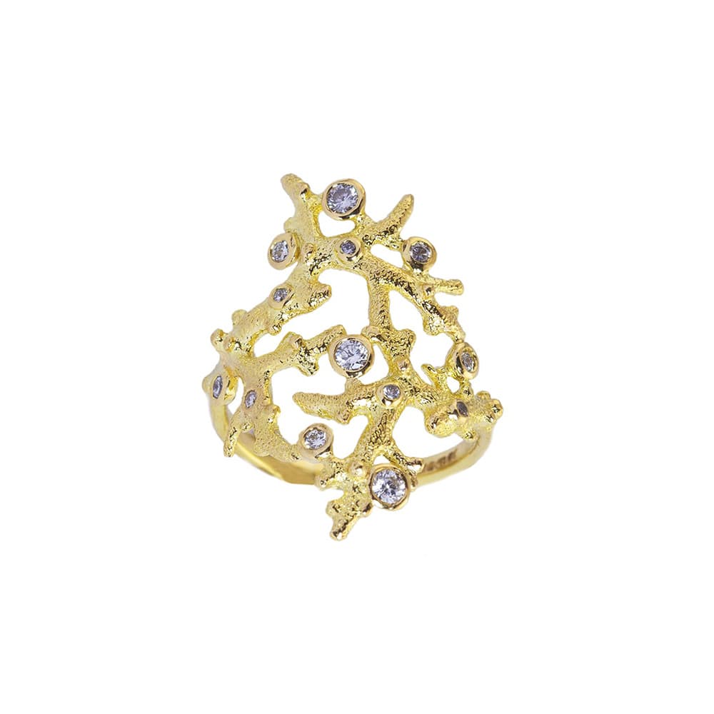 Elkhorn Coral Cocktail Ring with Responsibly sourced Ocean Diamonds