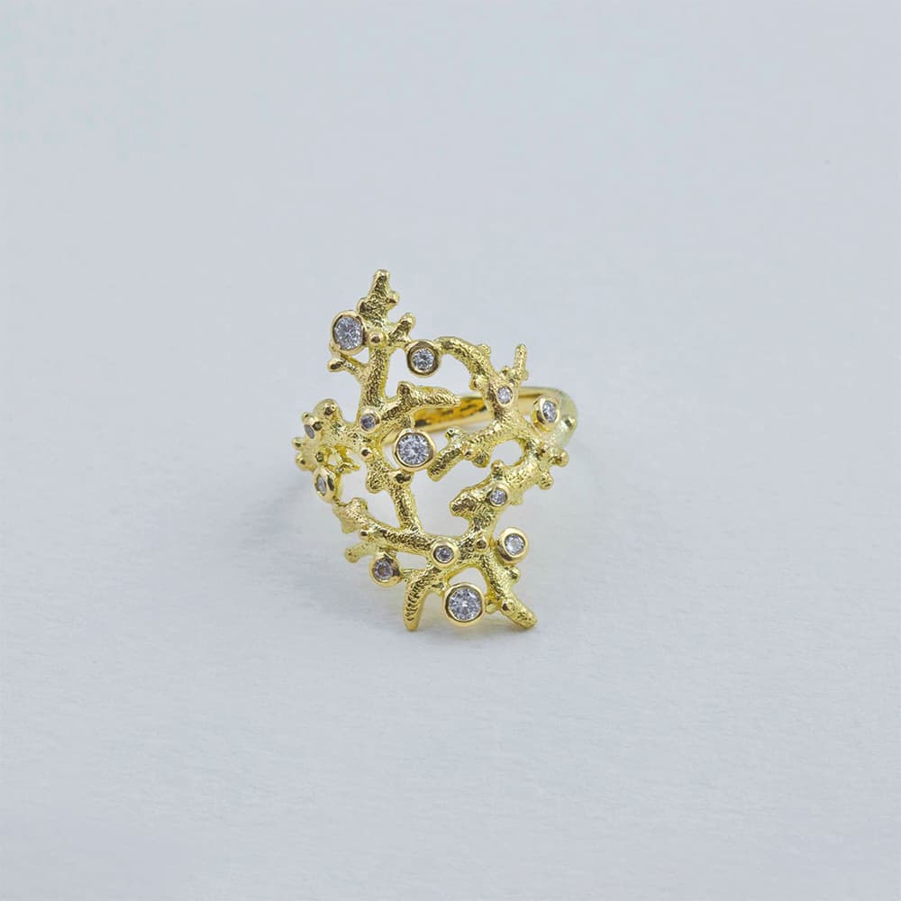 Elkhorn Coral Cocktail Ring with Responsibly sourced Ocean Diamonds