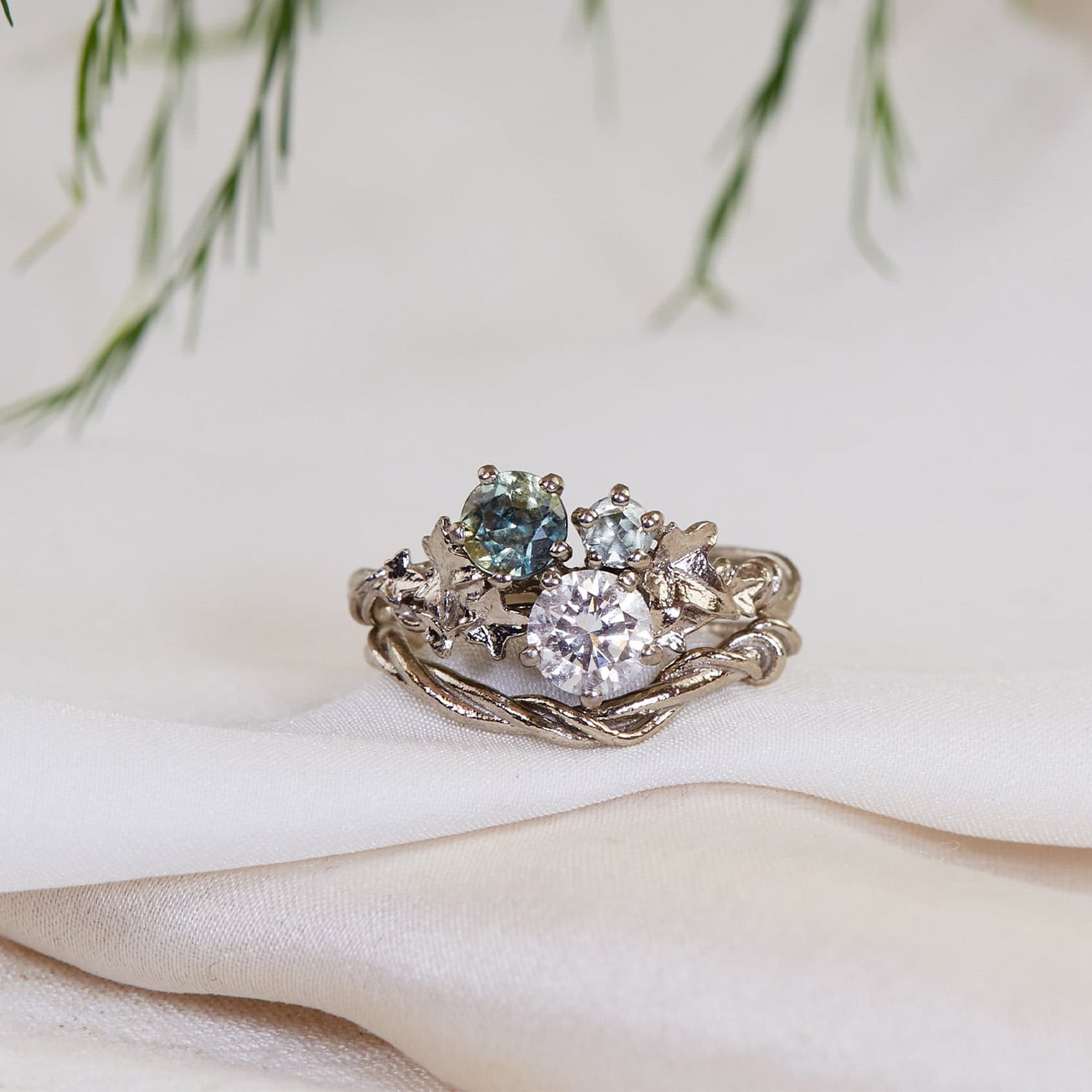 Alex Monroe White gold diamond bespoke one of a kind rings