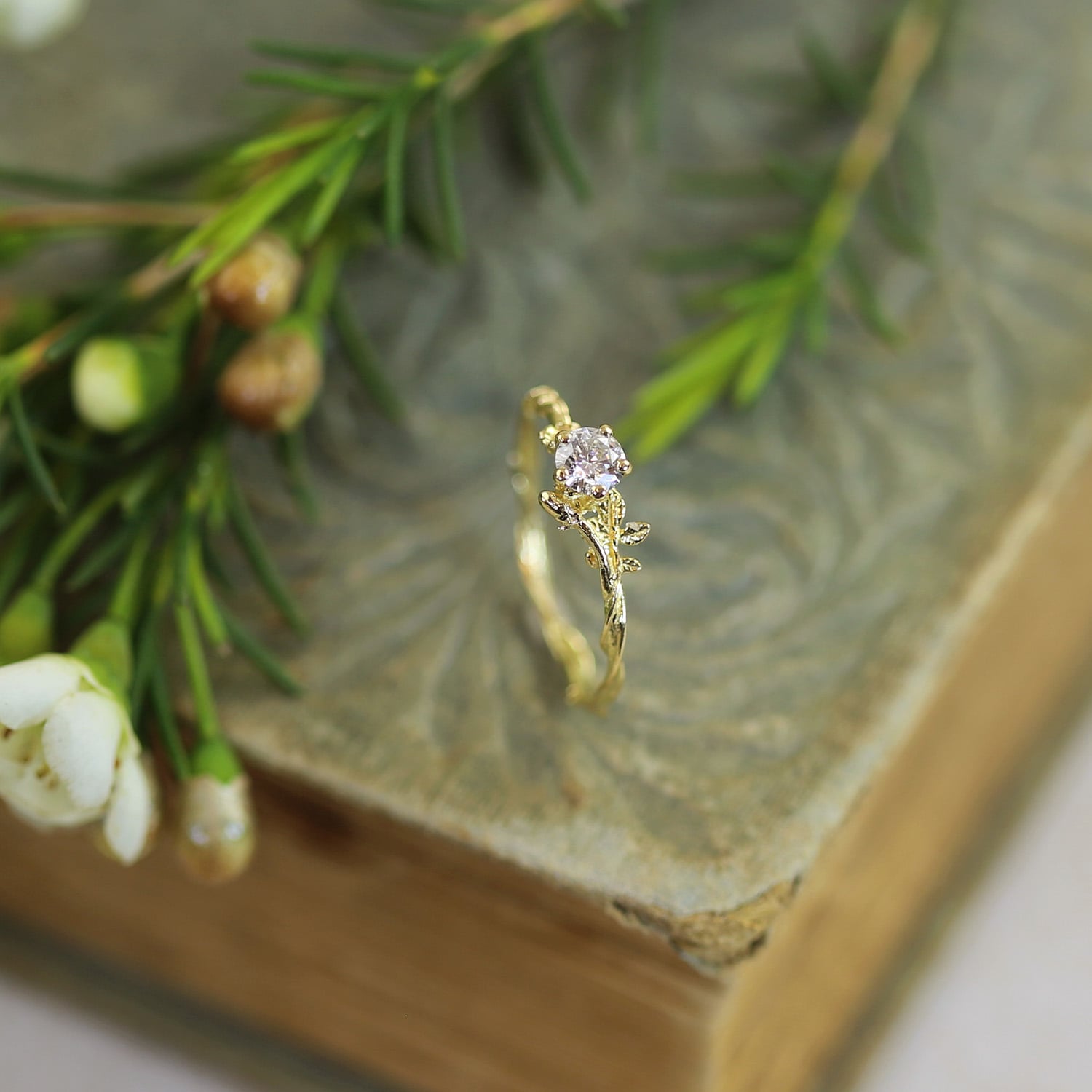 alex monroe fine rosa alba yellow gold diamond ring