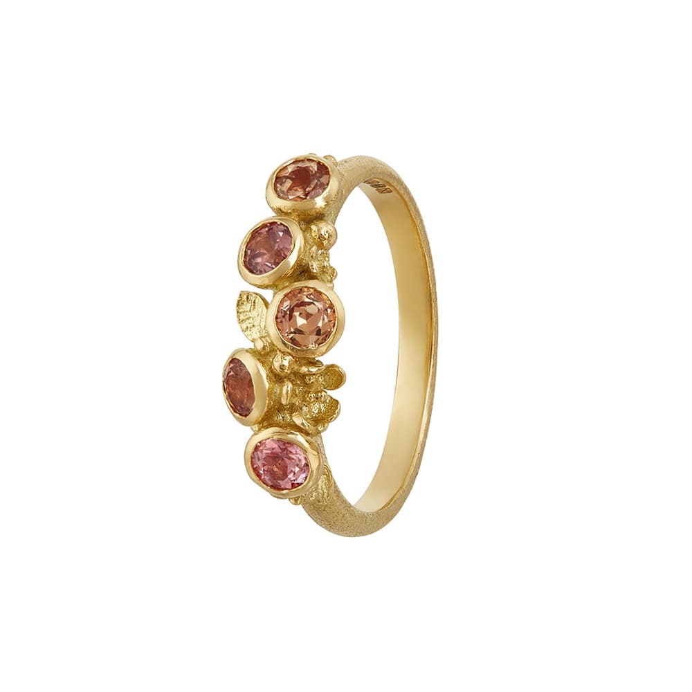 Beekeeper Nectar Ring with Five 'Sunset' Sapphires