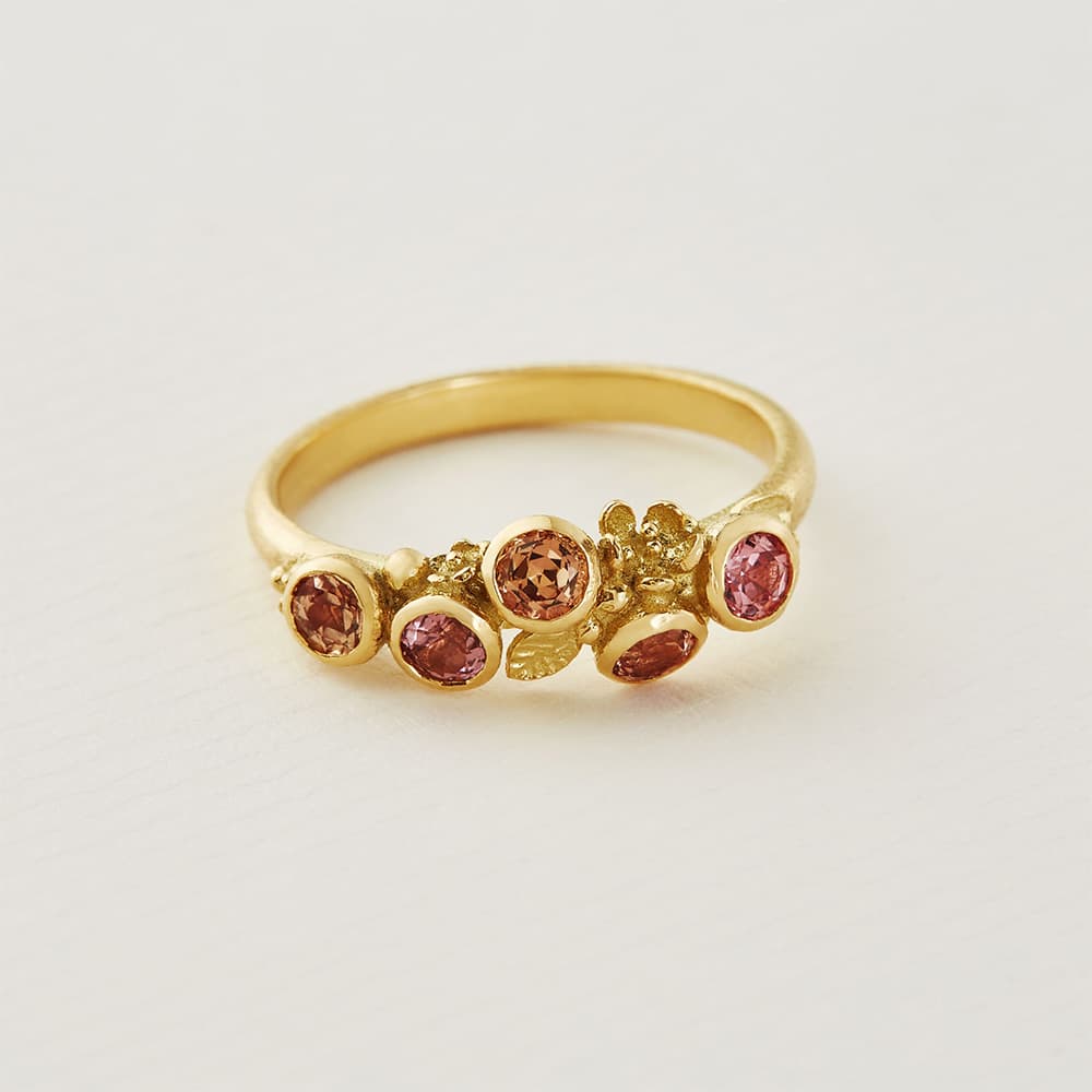 Beekeeper Nectar Ring with Five 'Sunset' Sapphires