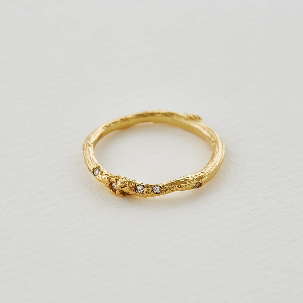 birch diamond band in soild gold by alex monroe jewellery
