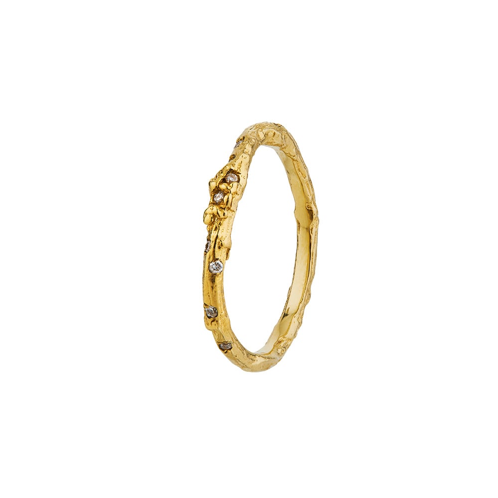 birch diamond band in soild gold by alex monroe jewellery