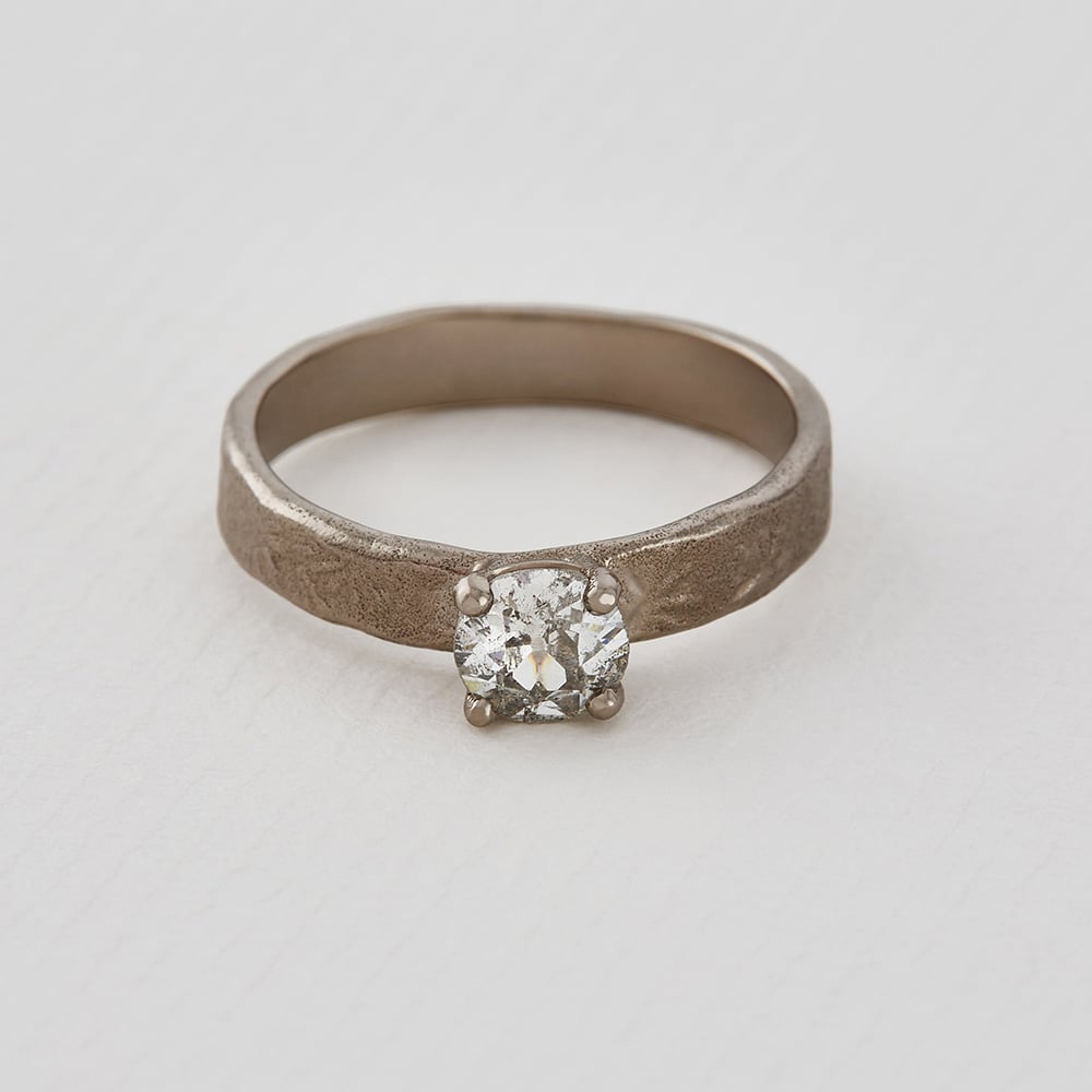 Natural History Solitaire Diamond Band Ring paper shot