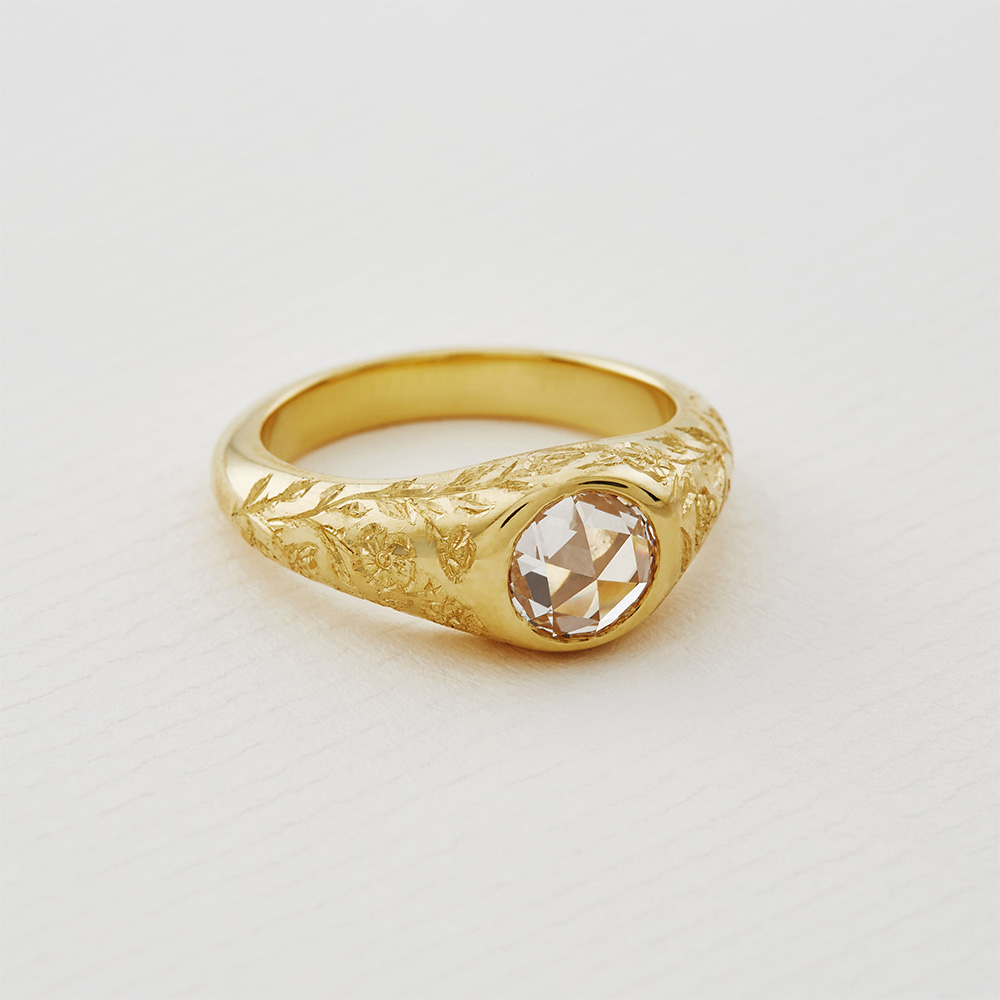 Polished Signet Diamond Ring paper shot