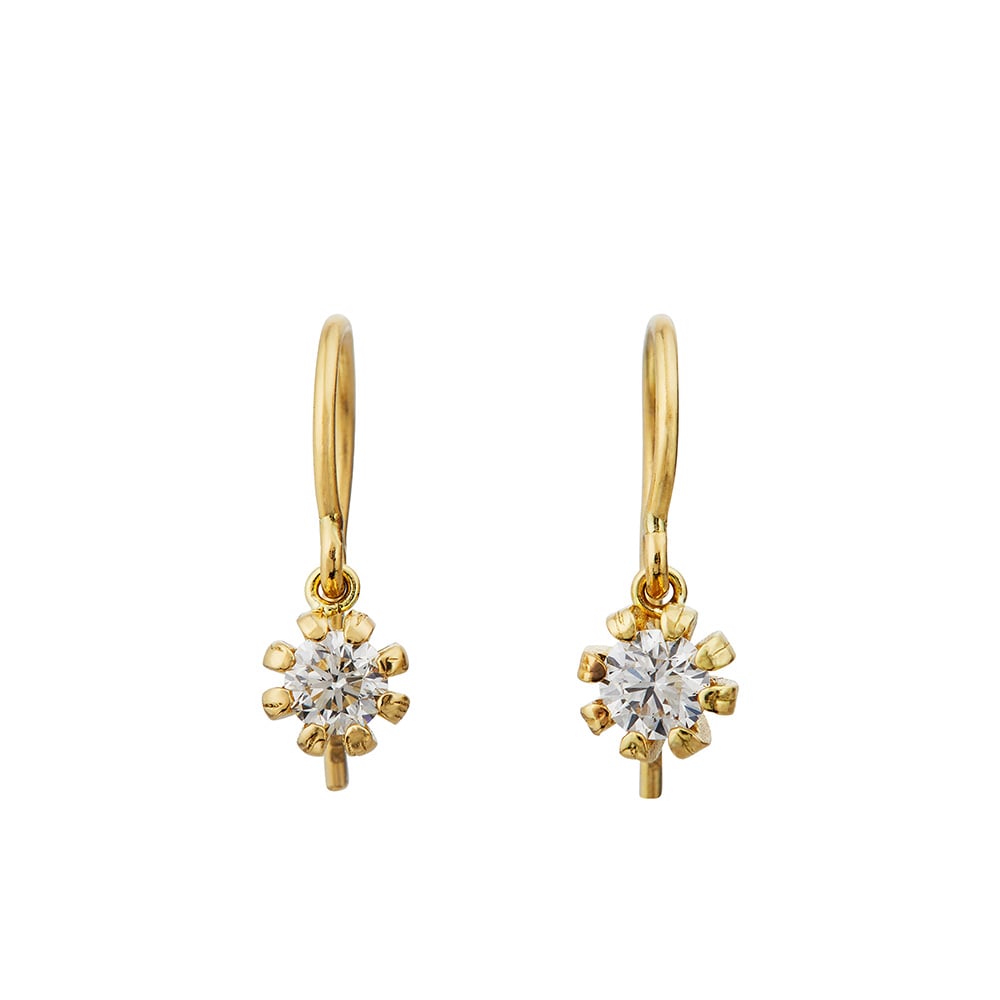 Seruni Bud Diamond Hook Drop Earrings by Alex Monroe