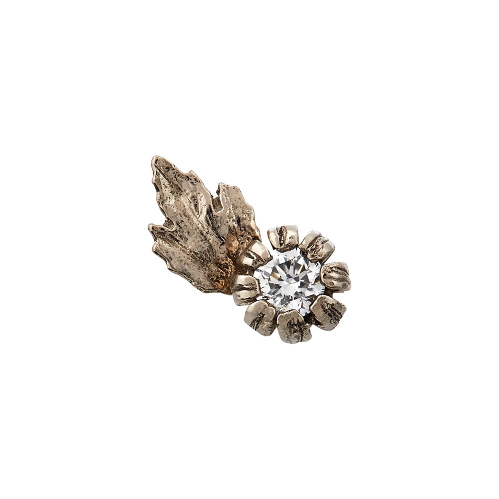 Single Seruni Bud & Leaf Diamond Stud Earring