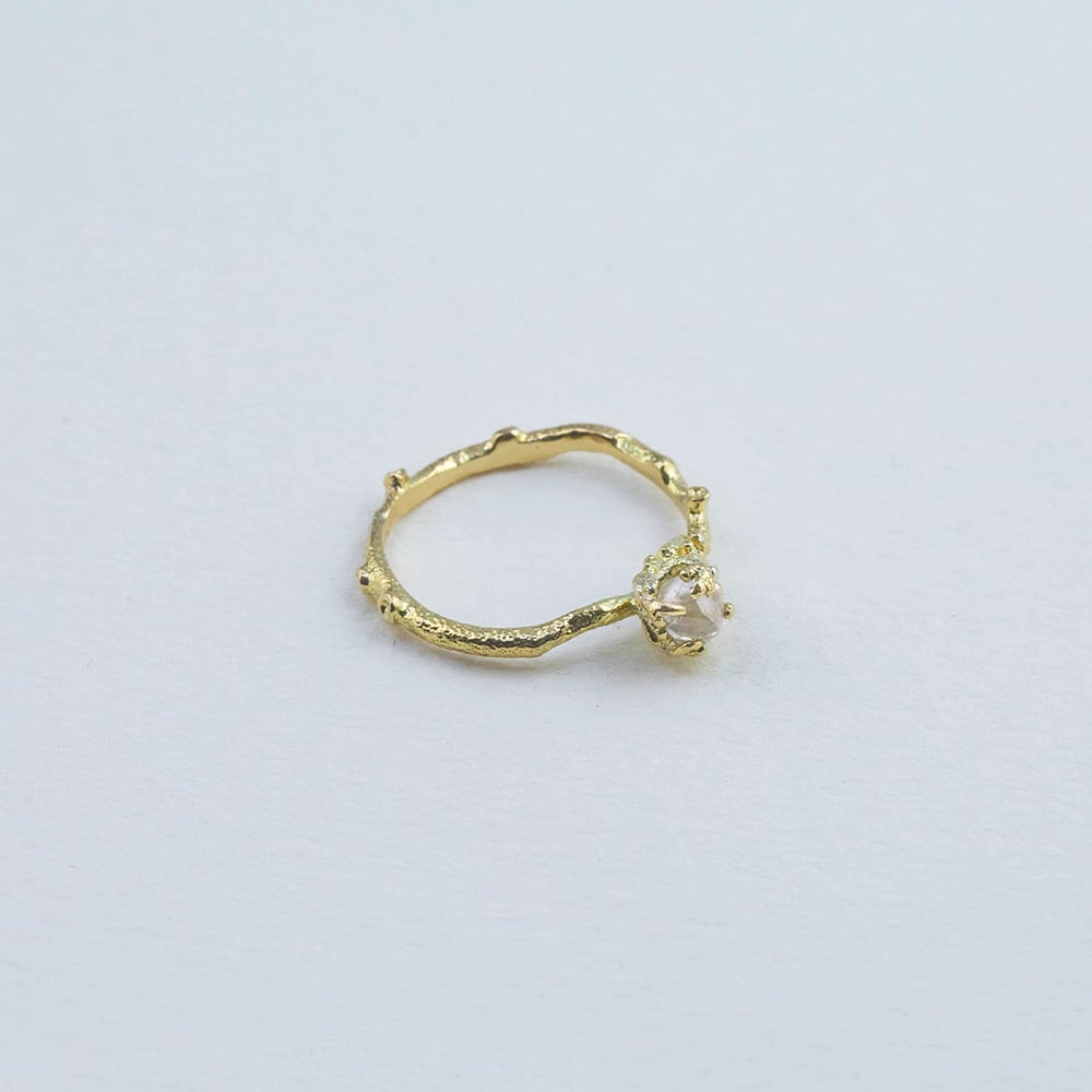 Staghorn Coral Ring with Raw Ocean Diamond paper shot