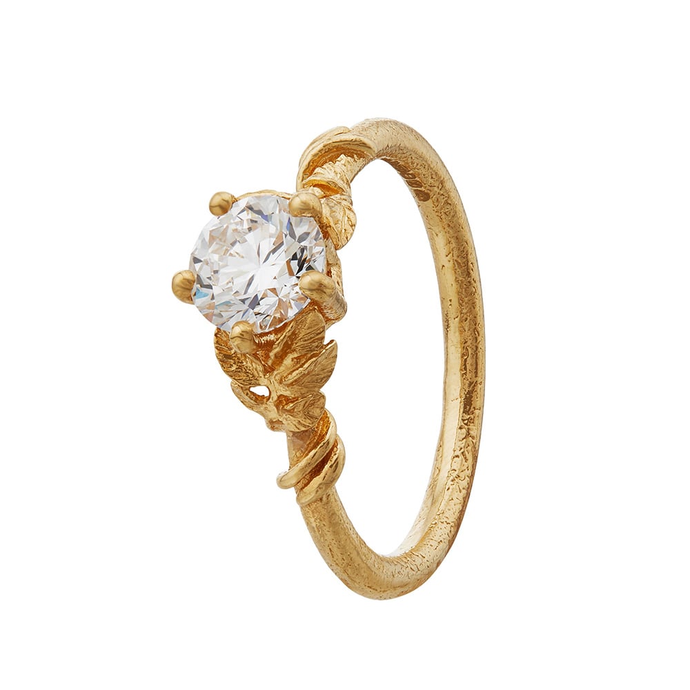 Wild Rose Leaf & Vine Diamond Ring by Alex Monroe